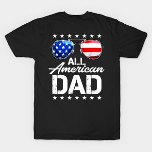 4th of July Shirt ALL AMERICAN DAD USA Flag Patriotic Family T-Shirt